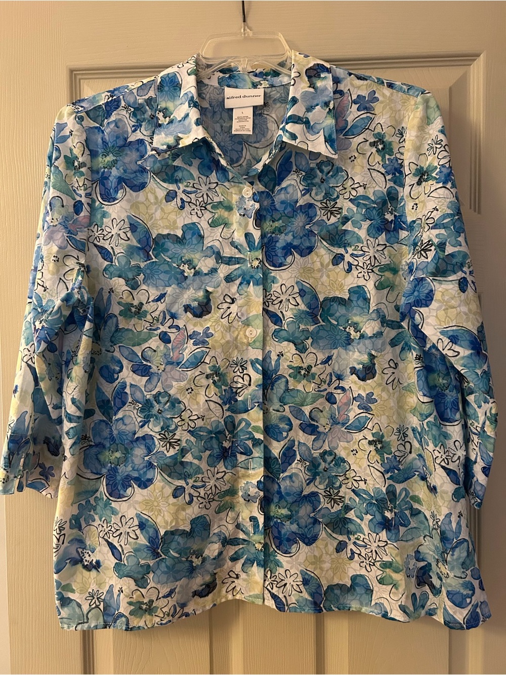 Alfred Dunner Blue & White Floral Shirt